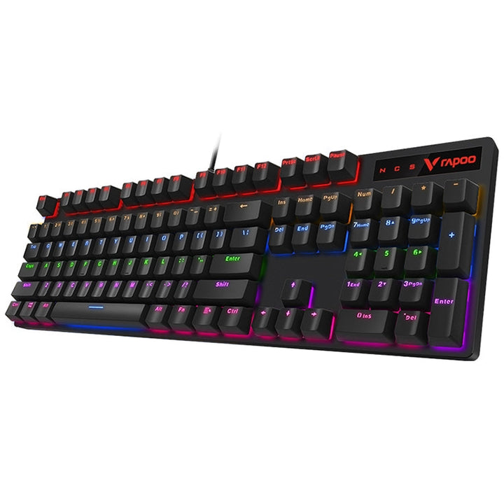 Lisslune | Rapoo V500 PRO Mixed Light 104 Keys Desktop Laptop Computer Gaming Esports Office Home Typing Wired Mechanical Keyboard (Black Shaft)