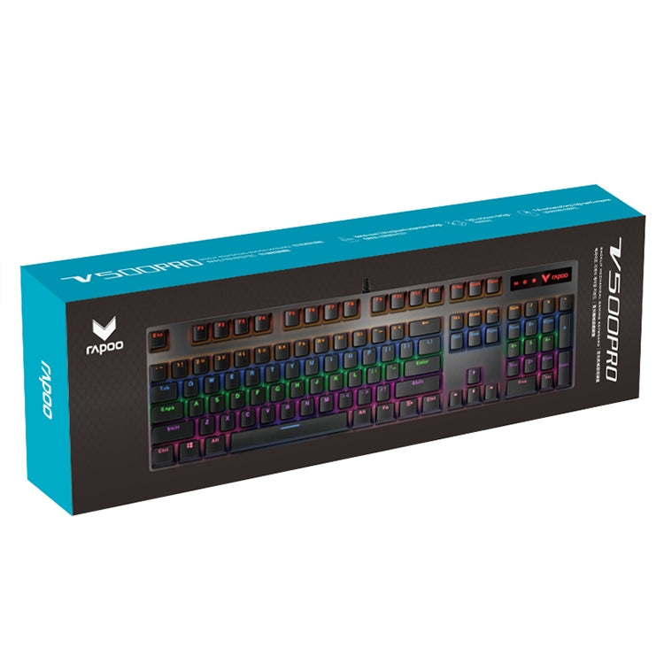 Lisslune | Rapoo V500 PRO Mixed Light 104 Keys Desktop Laptop Computer Gaming Esports Office Home Typing Wired Mechanical Keyboard (Black Shaft)