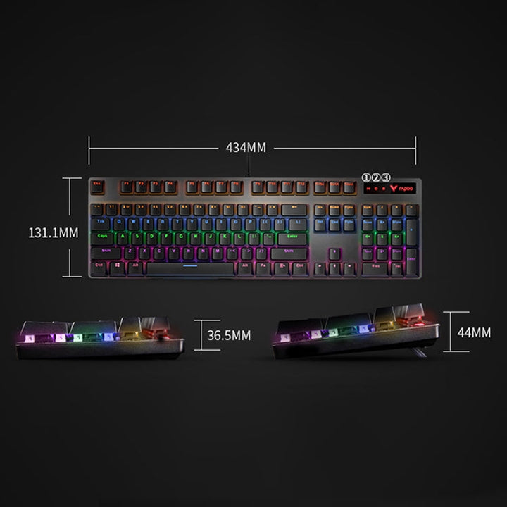 Lisslune | Rapoo V500 PRO Mixed Light 104 Keys Desktop Laptop Computer Gaming Esports Office Home Typing Wired Mechanical Keyboard (Black Shaft)