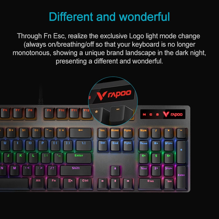 Lisslune | Rapoo V500 PRO Mixed Light 104 Keys Desktop Laptop Computer Game Esports Office Home Typing Wired Mechanical Keyboard (Tee-Shaft)