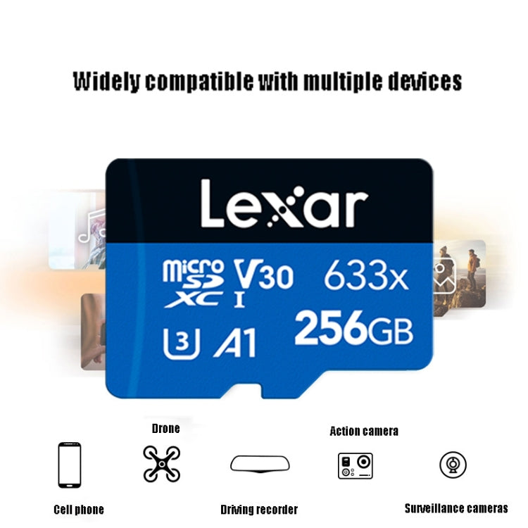 Lisslune | Lexar 633x 256GB High-Speed Mobile Camera Storage TF Card Switch Expansion Dashcam Storage Flash Memory Card