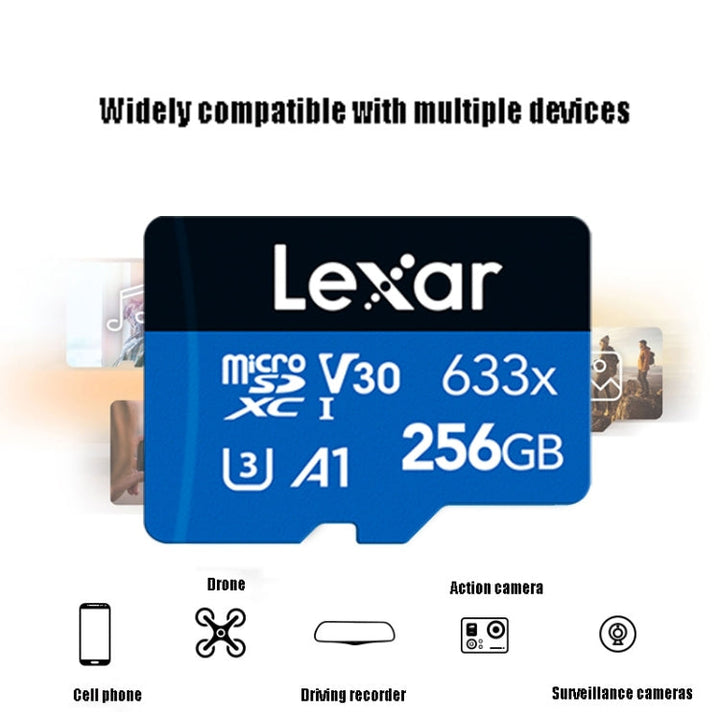 Lisslune | Lexar 633x 256GB High-Speed Mobile Camera Storage TF Card Switch Expansion Dashcam Storage Flash Memory Card