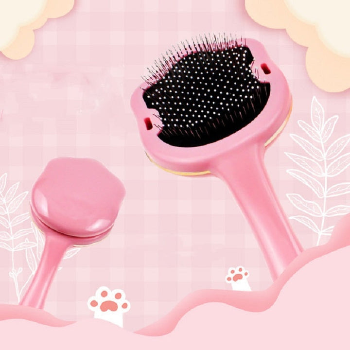 Footprint Pet Hair Removal Comb Dog Cat Hair Remover (Pink)