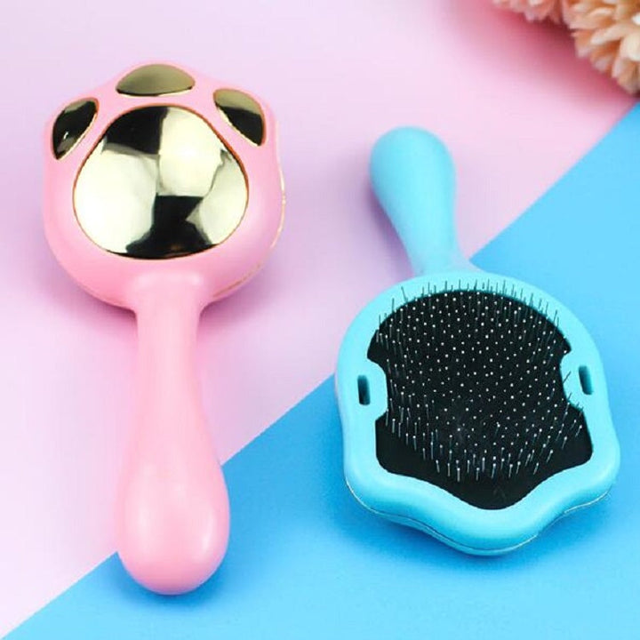 Footprint Pet Hair Removal Comb Dog Cat Hair Remover (Pink)