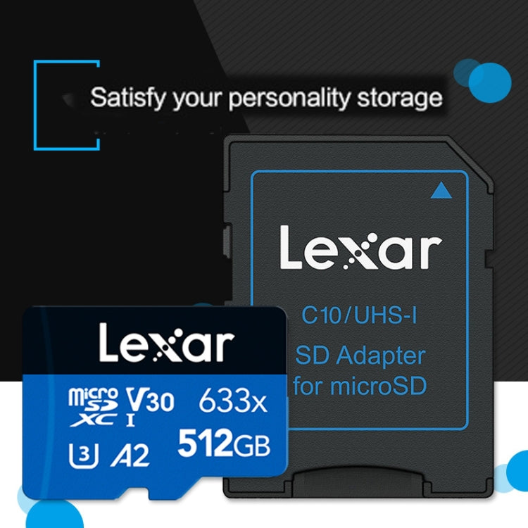 Lisslune | Lexar 633x 512GB High-Speed Flash Memory Card Sports Camera Mobile Phone TF Car Data Recorder Memory Card