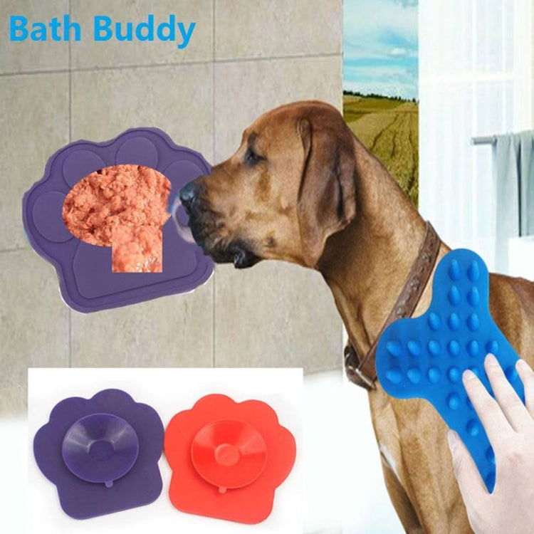 Pet Silicone Fixed Suction Cup Bowl Slow Feeding Distraction Bath Products (Red)