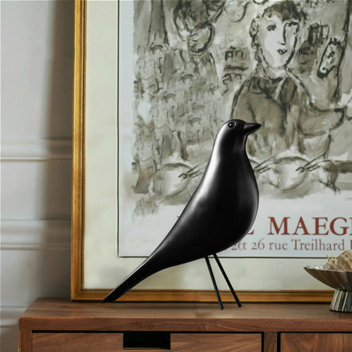 Lisslune | Resin Craft Bird Figurine Office Ornaments Home Decoration Accessories (Black)
