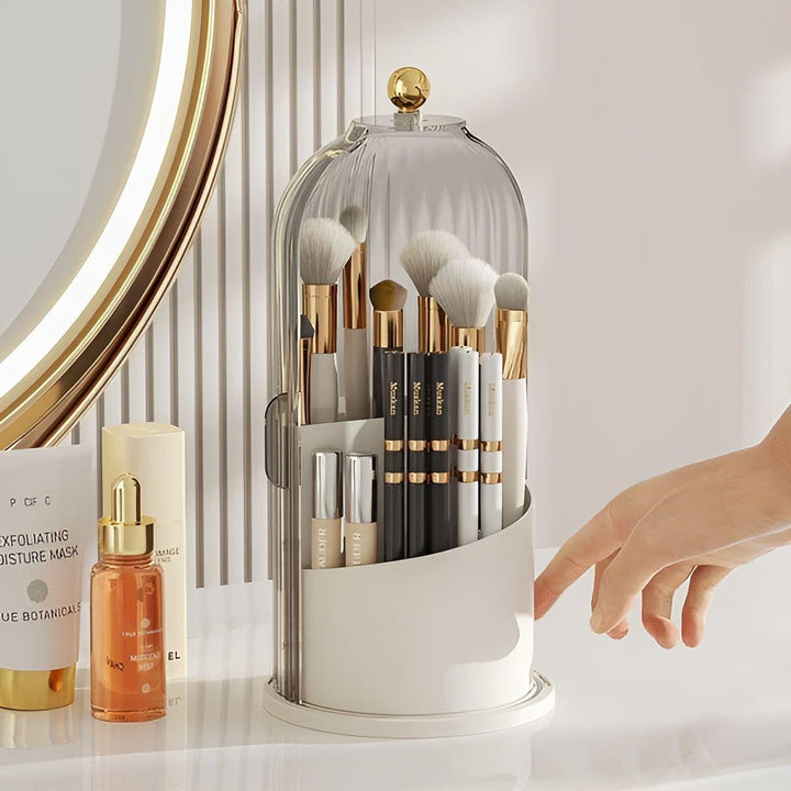 Lisslune | Beauty SpinMate – 360° Rotating Makeup Brush Holder & Cosmetic Organiser with Dustproof Lid