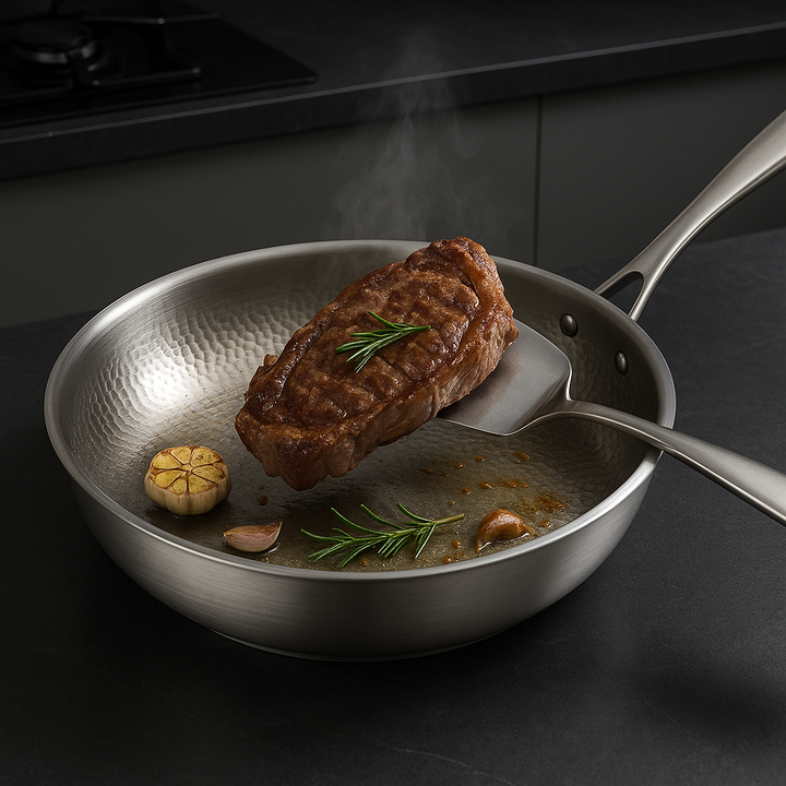 Lisslune | Titan Premium Frying Pan – Non-Coated Hammered Titanium Pan for All Hobs Including Induction