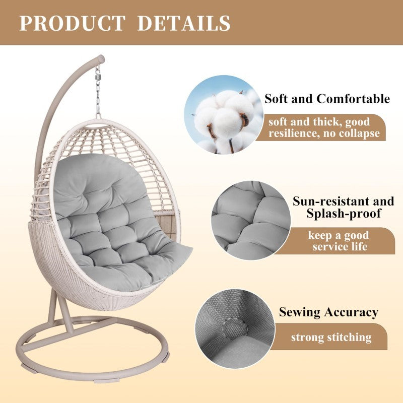 Lisslune | Comfort Cushion for Garden and Swing Chair – Dark Grey – 80x120 cm – For Indoor & Outdoor