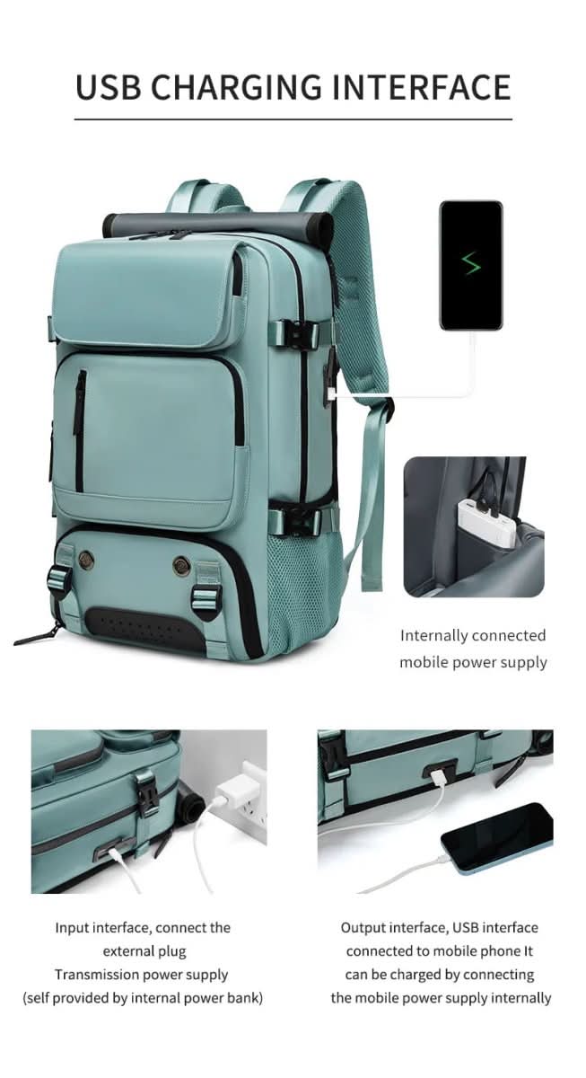 Lisslune | Travel backpack with USB connection, shoe compartment & anti-theft compartment