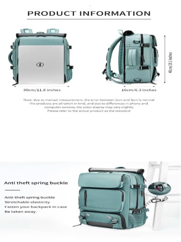 Lisslune | Travel backpack with USB connection, shoe compartment & anti-theft compartment