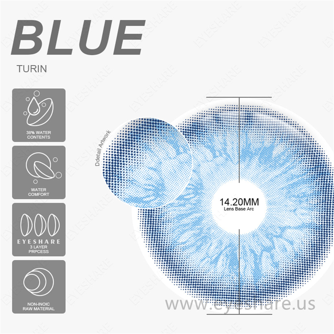 Lisslune Turin Blue 14.2mm 1 Pair | 1 Year