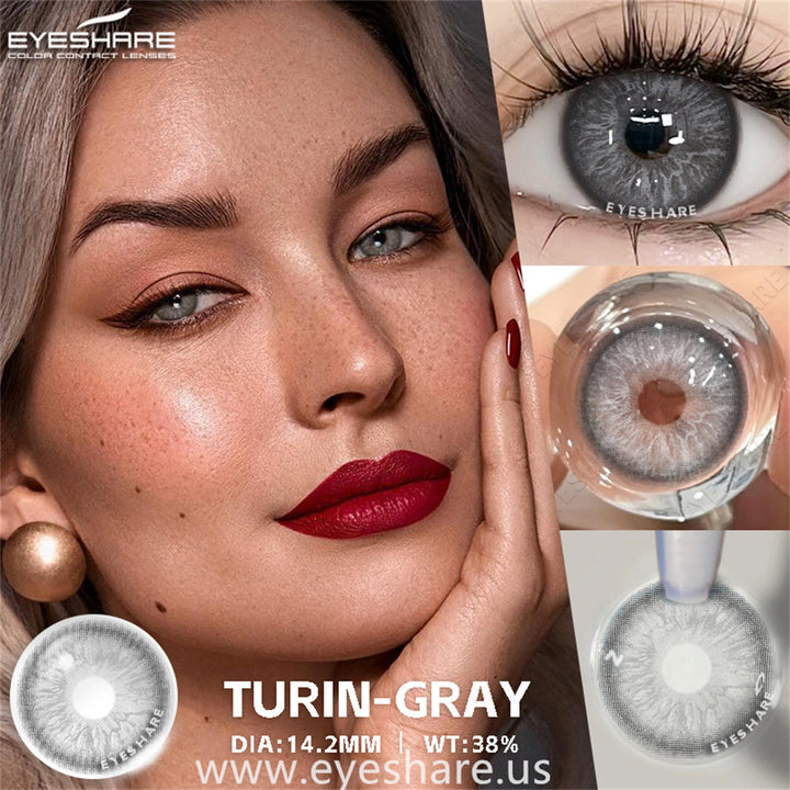 Lisslune Turin Gray 14.2mm 1 Pair | 1 Year