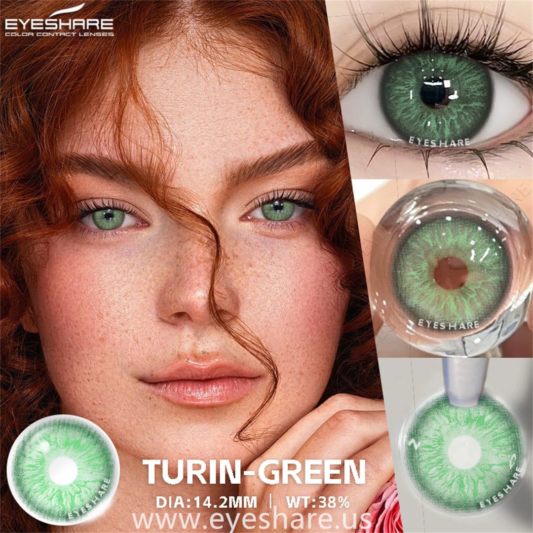 Lisslune Turin Green 14.2mm 1 Pair | 1 Year