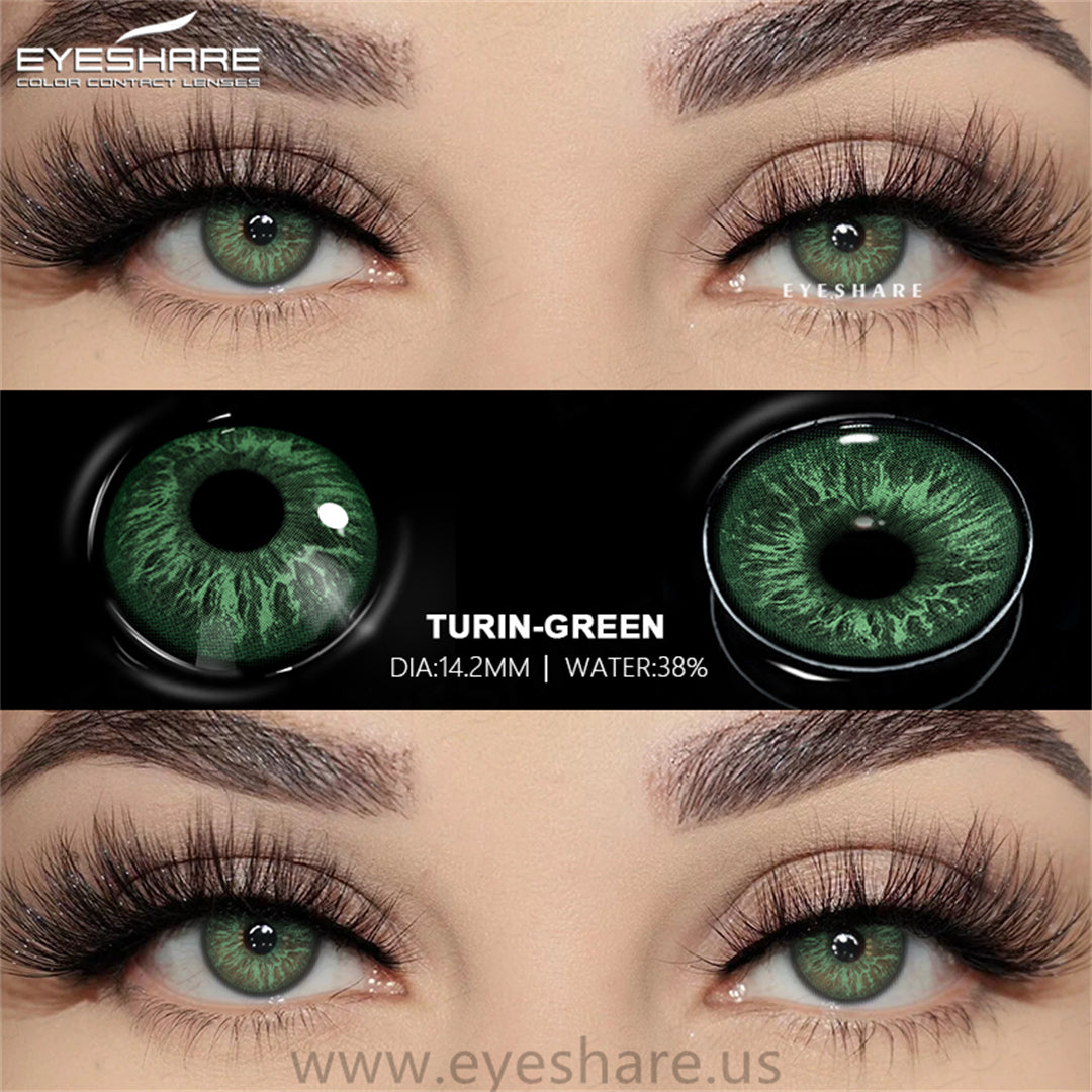 Lisslune Turin Green 14.2mm 1 Pair | 1 Year