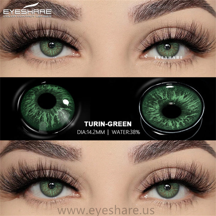 Lisslune Turin Green 14.2mm 1 Pair | 1 Year