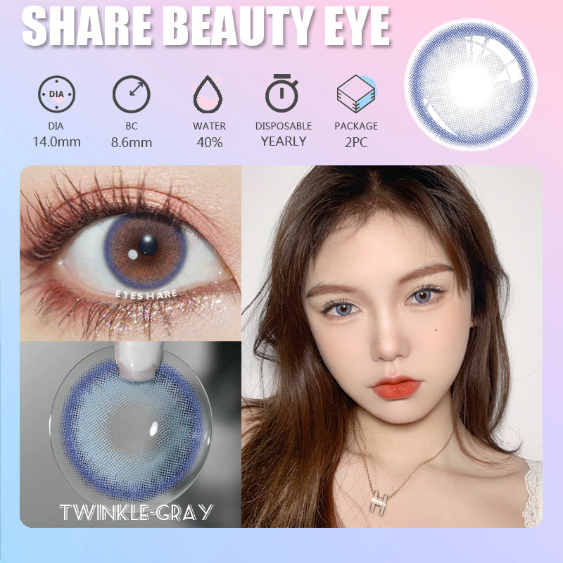 Lisslune Twinkle Gray 14.0mm 1 Pair | 1 Year