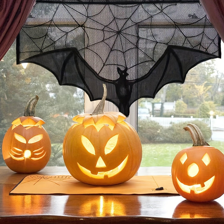 Lisslune | Black Lace Table Runner – Halloween Decoration for Spooky Tables