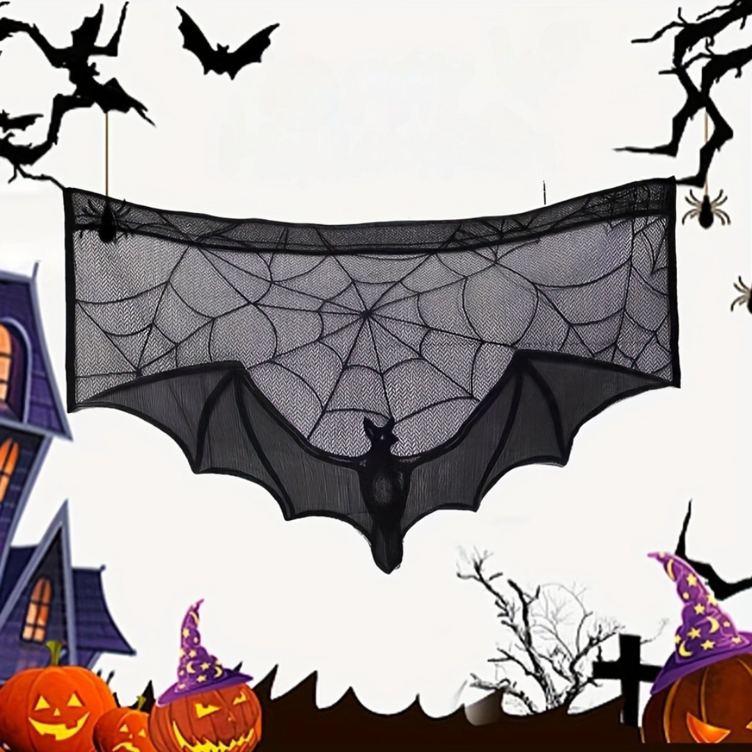 Lisslune | Black Lace Table Runner – Halloween Decoration for Spooky Tables