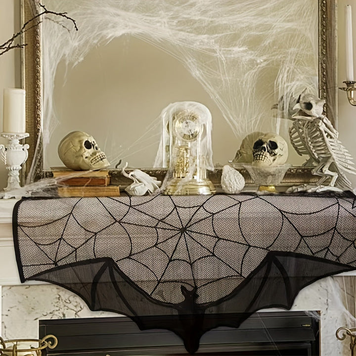 Lisslune | Black Lace Table Runner – Halloween Decoration for Spooky Tables
