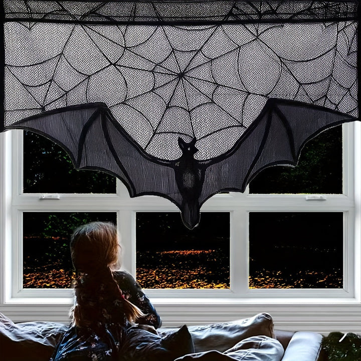 Lisslune | Black Lace Table Runner – Halloween Decoration for Spooky Tables