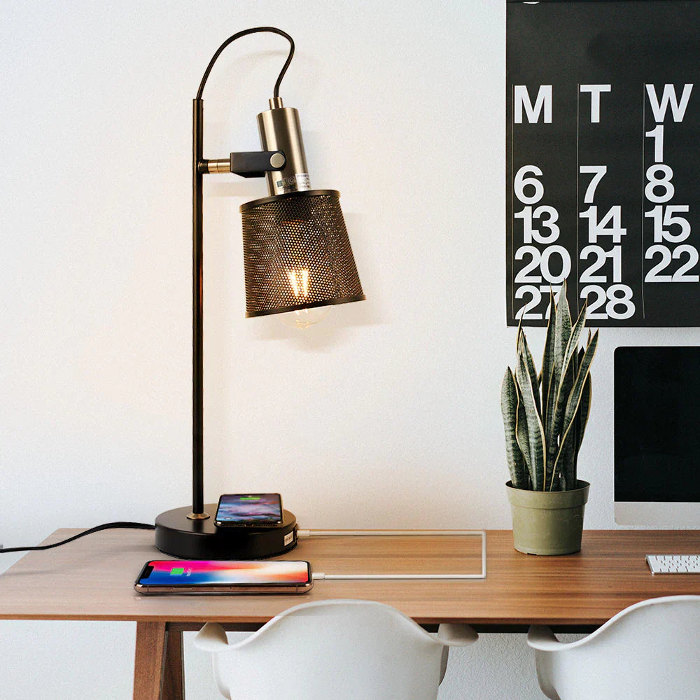 Lisslune | Industrial Table Lamp Retro Black -Cool Metal Design Lamp for Modern Interiors