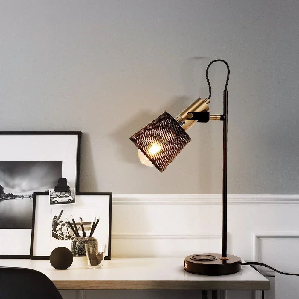 Lisslune | Industrial Table Lamp Retro Black -Cool Metal Design Lamp for Modern Interiors