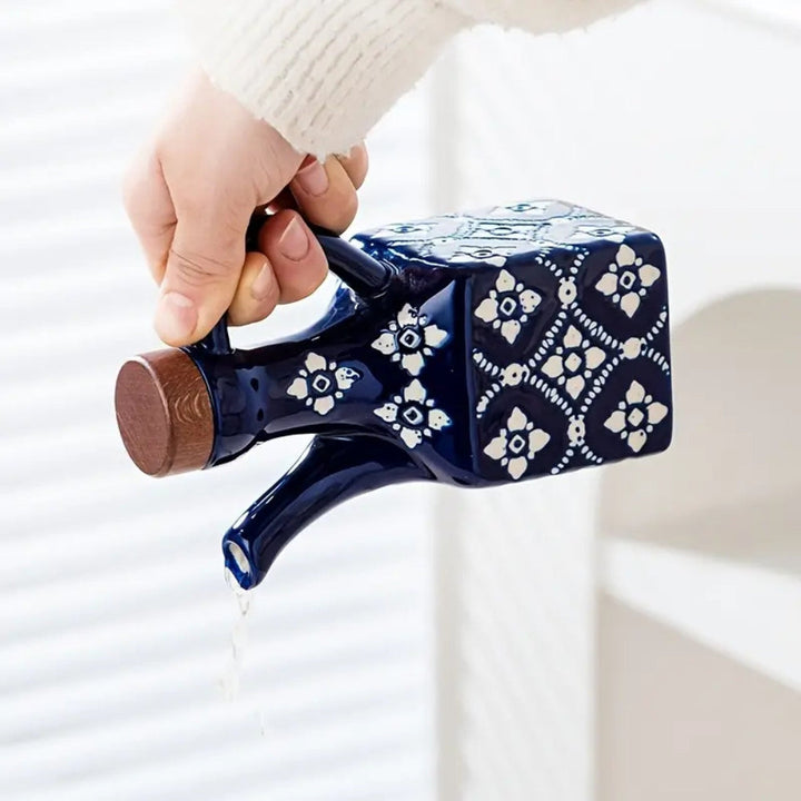 Lisslune | Talavera Ceramic Wooden Lid Oil Dispenser Bottle