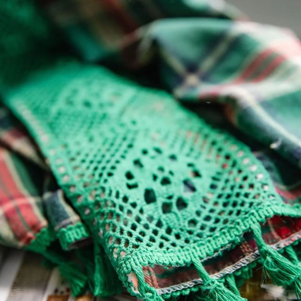 Lisslune | Tartan Crochet Lace Tassel Curtain