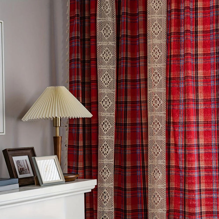 Lisslune | Tartan Crochet Lace Tassel Curtain