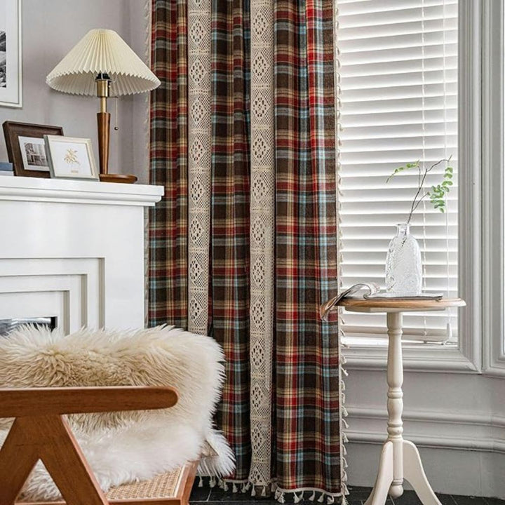 Lisslune | Tartan Crochet Lace Tassel Curtain