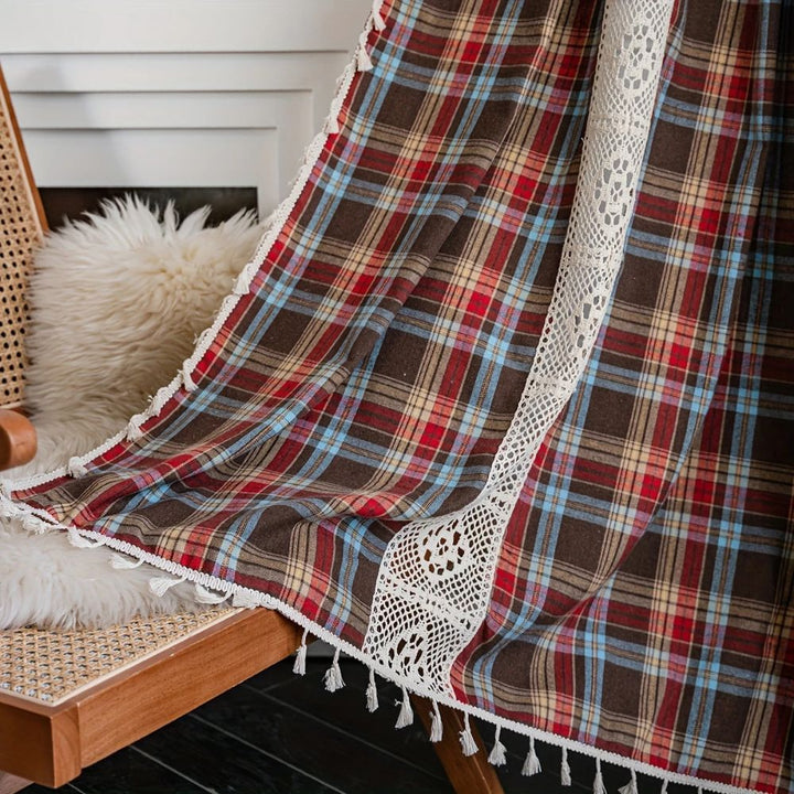 Lisslune | Tartan Crochet Lace Tassel Curtain