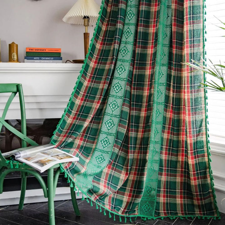 Lisslune | Tartan Crochet Lace Tassel Curtain