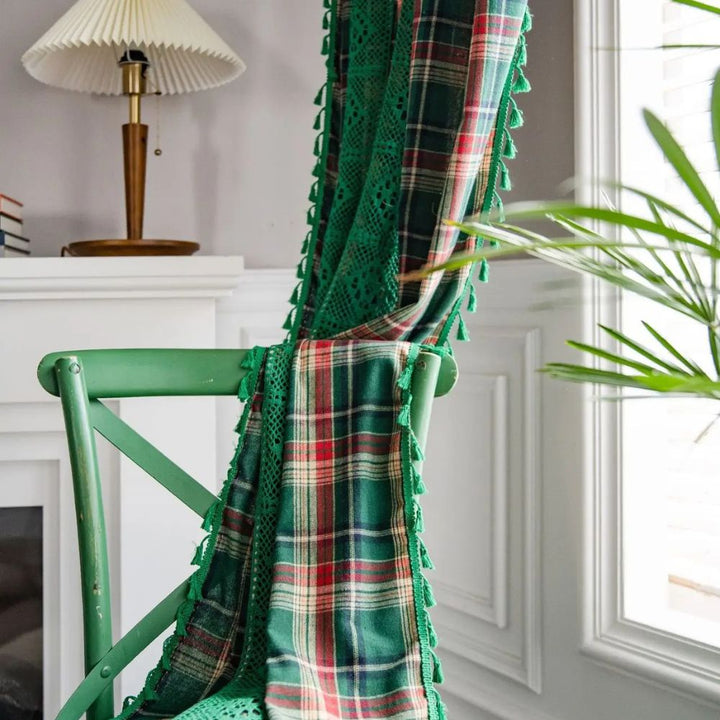 Lisslune | Tartan Crochet Lace Tassel Curtain
