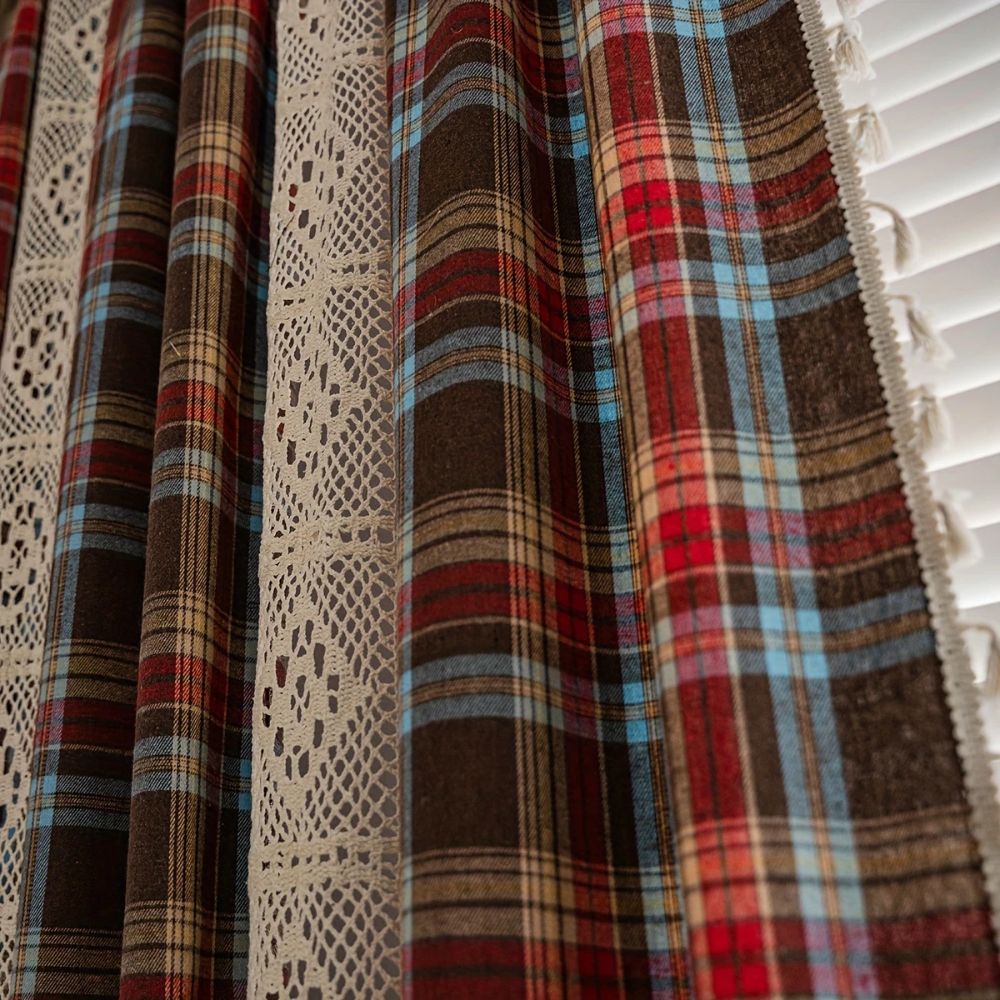 Lisslune | Tartan Crochet Lace Tassel Curtain