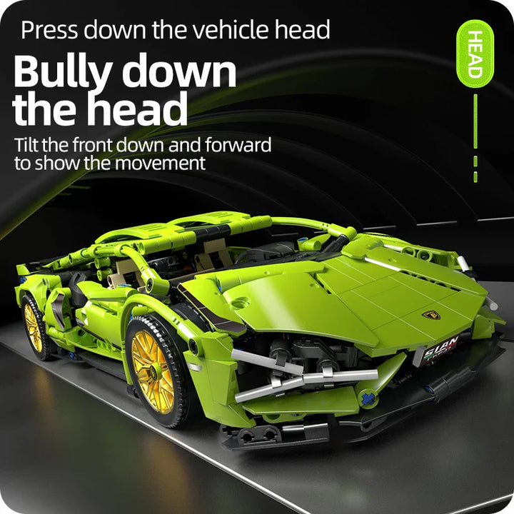 Lisslune | Racing Supercar Building Blocks | 1280 Pieces, Wireless Control & Realistic 1:14 Scale Model for Kids and Adults