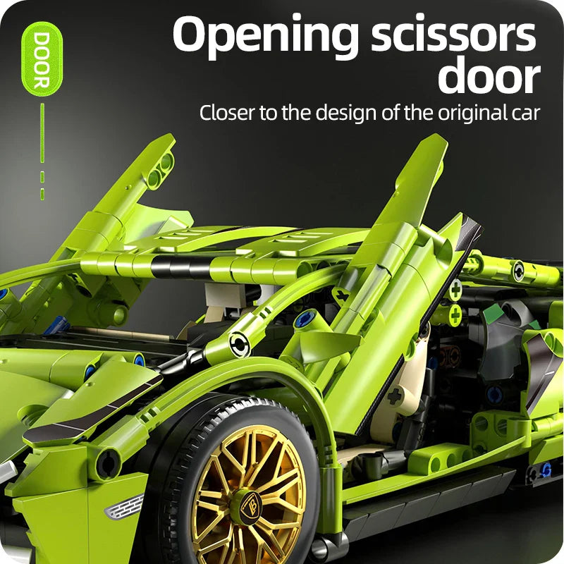 Lisslune | Racing Supercar Building Blocks | 1280 Pieces, Wireless Control & Realistic 1:14 Scale Model for Kids and Adults
