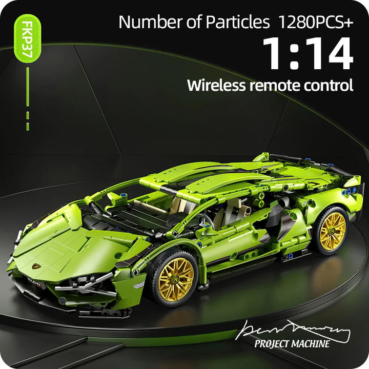 Lisslune | Racing Supercar Building Blocks | 1280 Pieces, Wireless Control & Realistic 1:14 Scale Model for Kids and Adults
