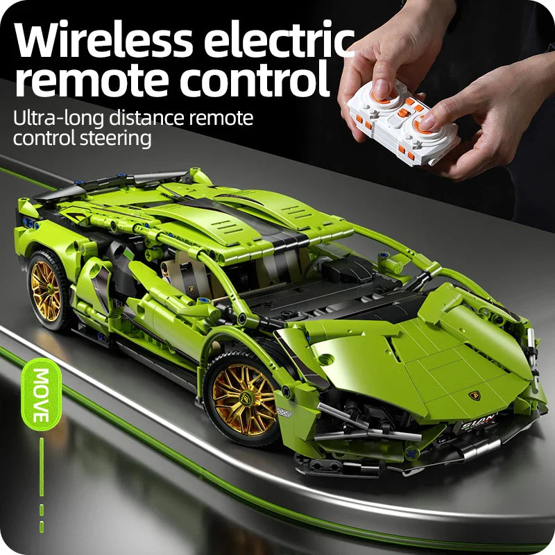 Lisslune | Racing Supercar Building Blocks | 1280 Pieces, Wireless Control & Realistic 1:14 Scale Model for Kids and Adults