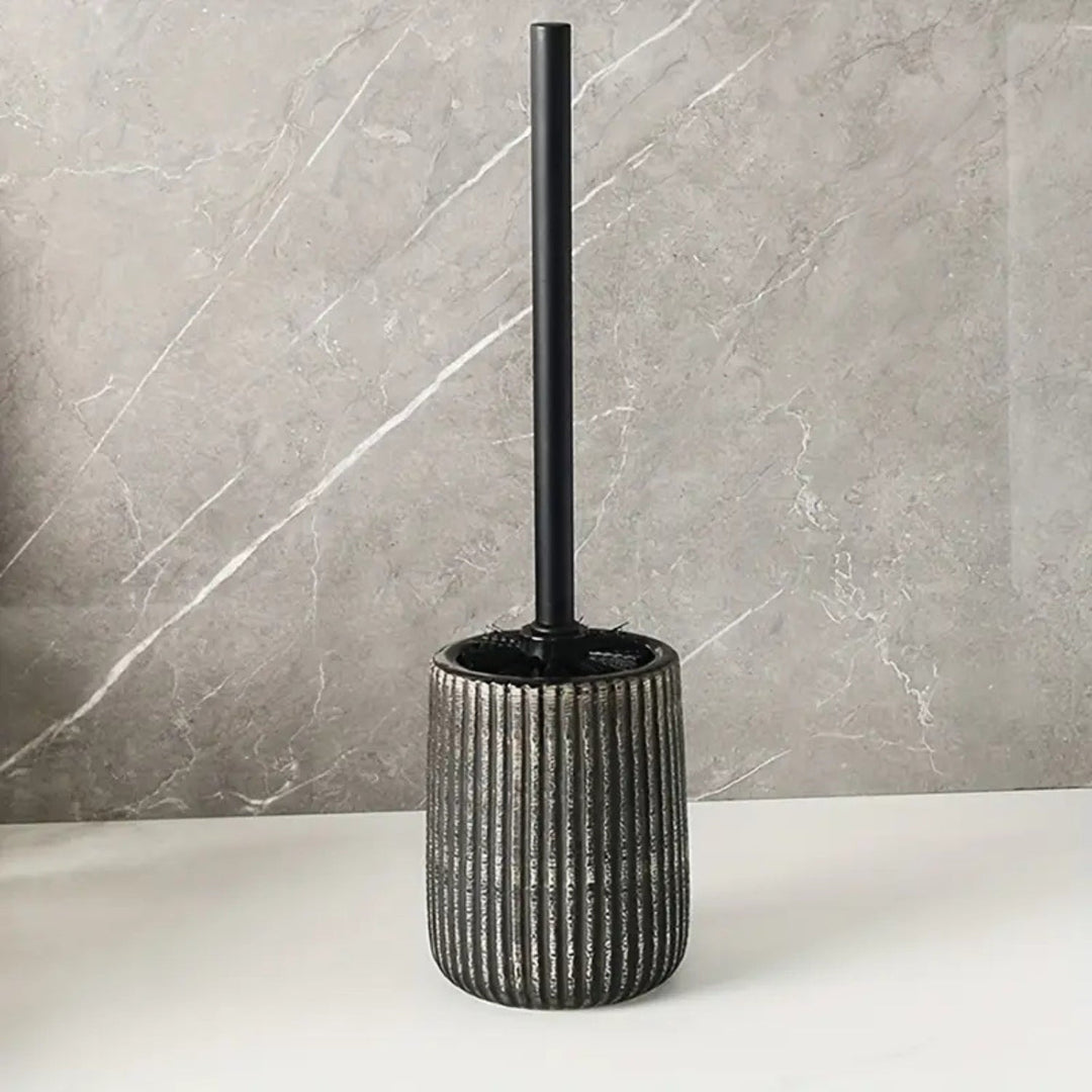 Lisslune | Textured Ceramic Toilet Brush Holder Set