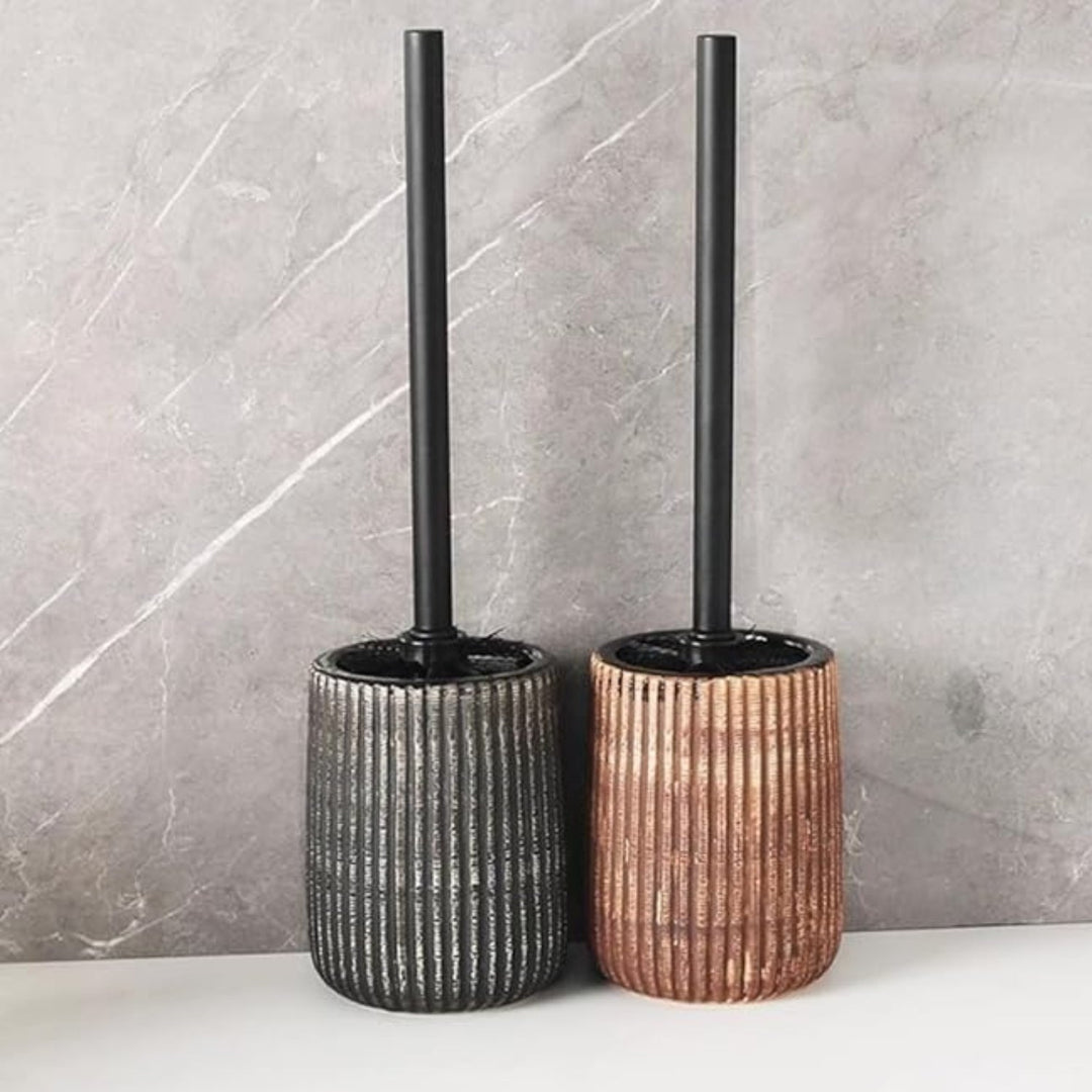 Lisslune | Textured Ceramic Toilet Brush Holder Set