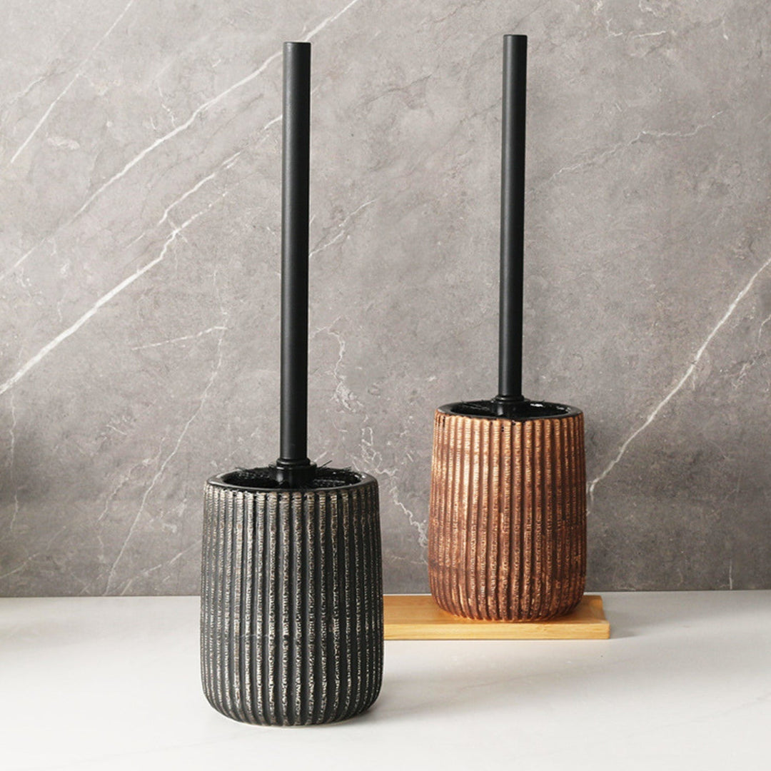 Lisslune | Textured Ceramic Toilet Brush Holder Set