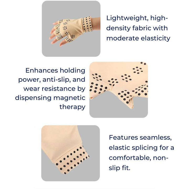 Lisslune | Fingerless Gloves for Arthritis & Pain Relief - Magnetic Compression for Improved Circulation and Reduced Swelling