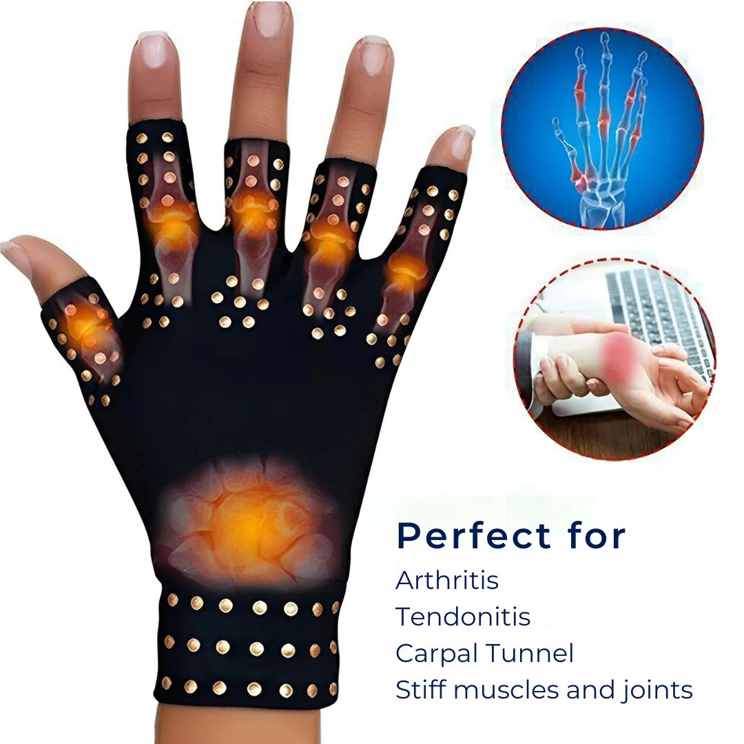 Lisslune | Fingerless Gloves for Arthritis & Pain Relief - Magnetic Compression for Improved Circulation and Reduced Swelling