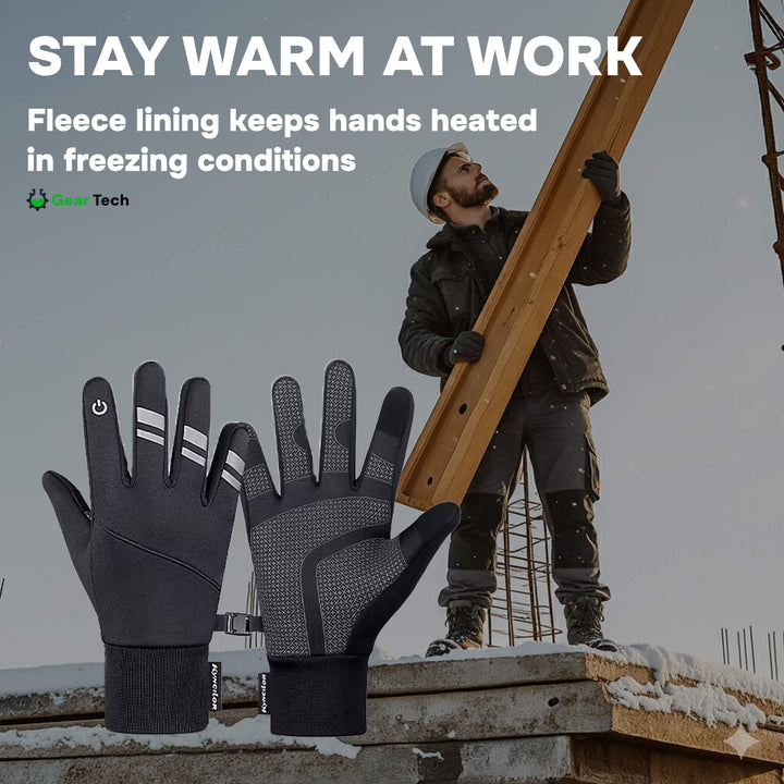 Lisslune | Thermal Waterproof Work Gloves – Durable Non-Slip Winter Gloves with Touchscreen for Outdoor Work UK