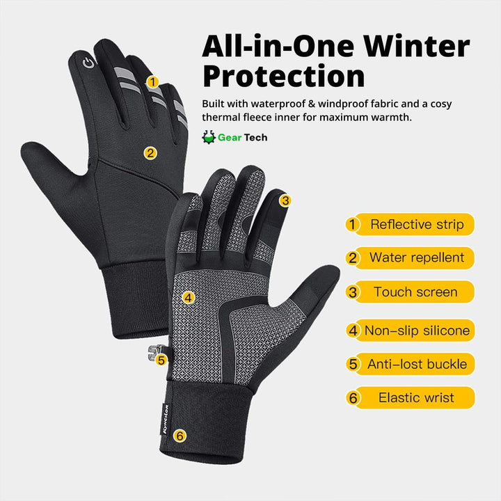 Lisslune | Thermal Waterproof Work Gloves – Durable Non-Slip Winter Gloves with Touchscreen for Outdoor Work UK