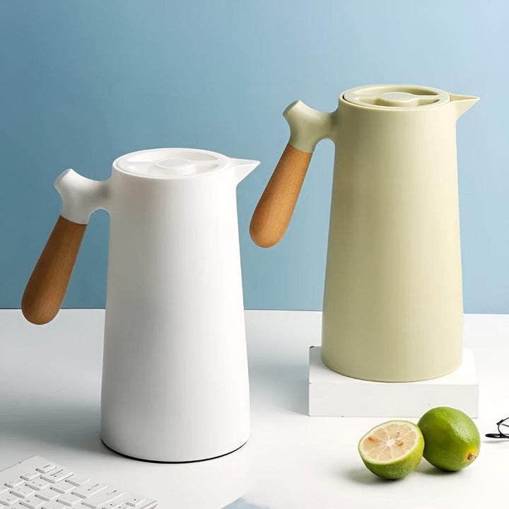 Lisslune | Thermora – Insulated Carafe with Wooden Handle | Stylish Vacuum Flask for Hot & Cold Drinks