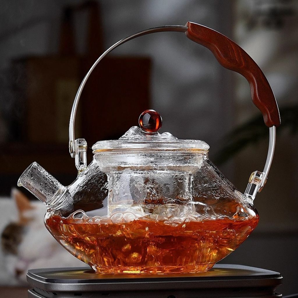 Lisslune | Thesora – Premium Glass Brew Teapot with Removable Infuser & Wooden Handle (750ml)
