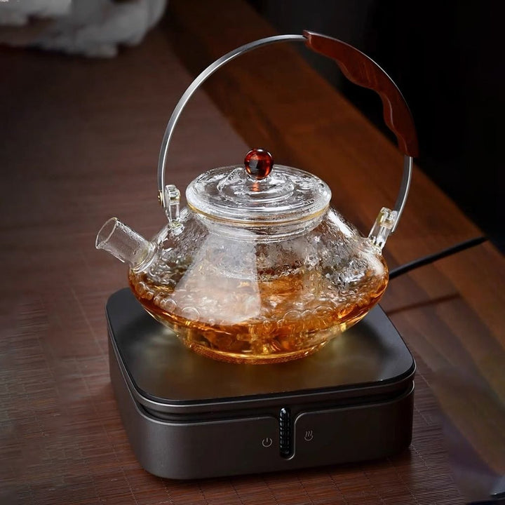 Lisslune | Thesora – Premium Glass Brew Teapot with Removable Infuser & Wooden Handle (750ml)